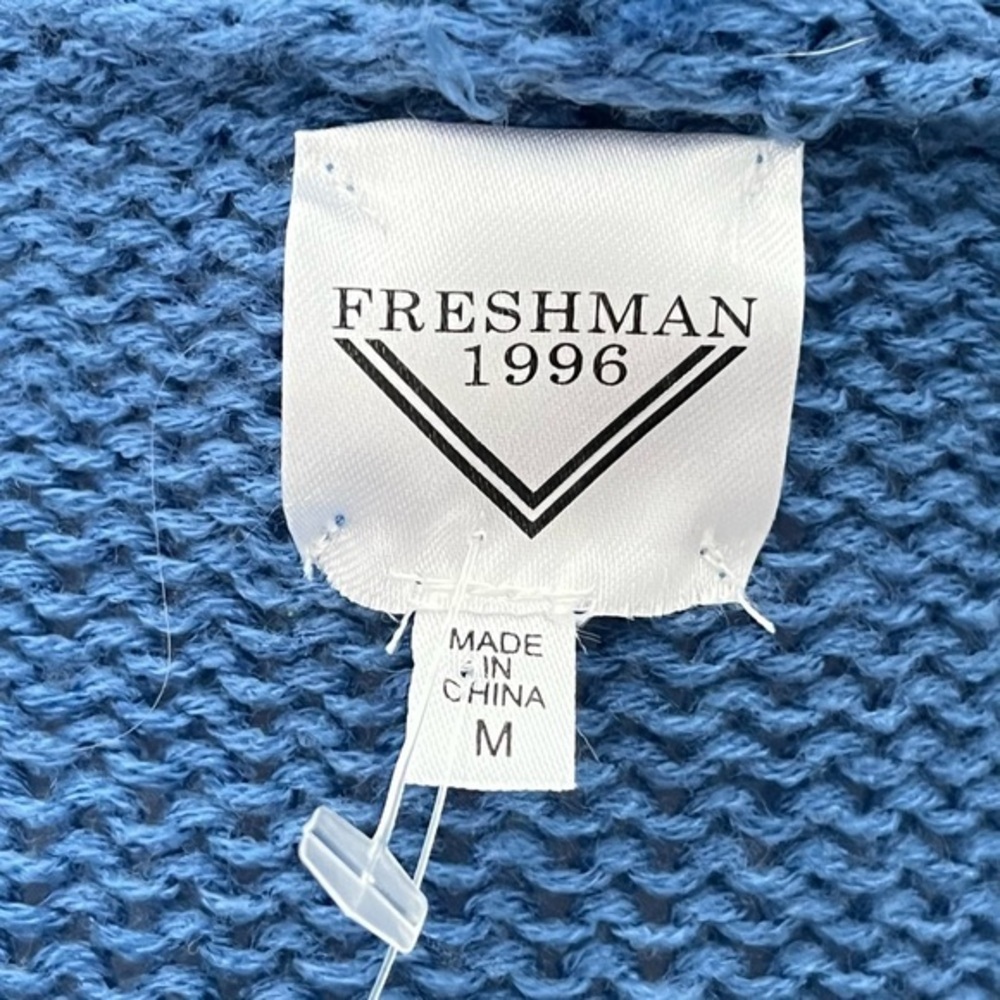 Freshman 1996 Blue Bohemian Fair Isle Medium‎ Cardigan Duster Raglan Sleeves NWT - Picture 2 of 12